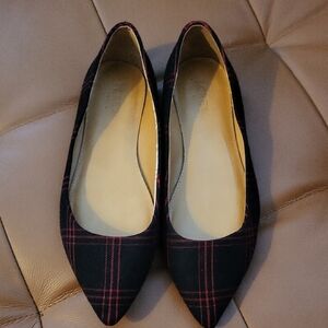 J. Crew Red and Black Plaid Flats